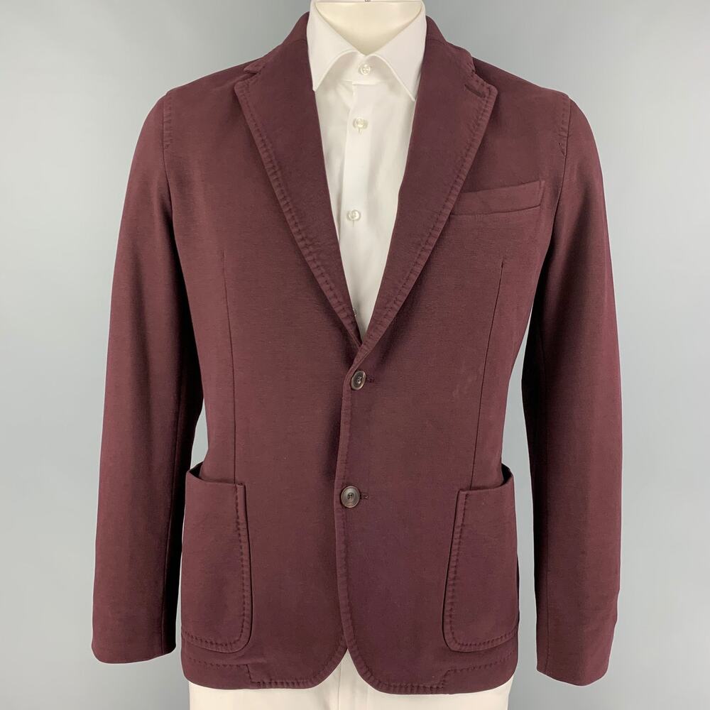 CIRCOLO Size 42 Eggplant Cotton Notch Lapel Sport Coat
